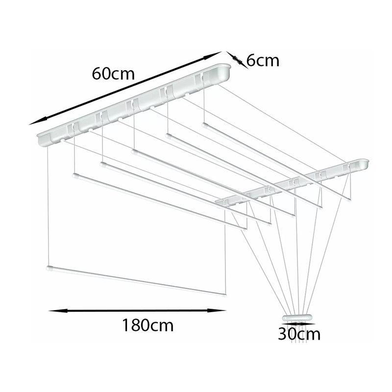 Market - Spalare si intretinere rufe - Uscatoare de rufe si accesorii - Uscator de plafon pentru rufe 5 TIJE 180 CM, robust pentru baie, balcon sau alt spatiu - Infinity.ro