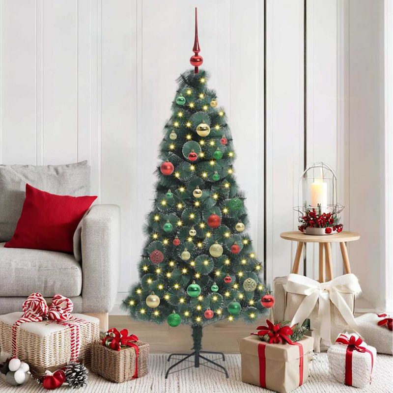 Casa si Gradina - Decoratiuni - Decoratiuni de sezon - Brad Artificial Pre-light cu Set de Bile Verde 150 cm PET - Infinity.ro