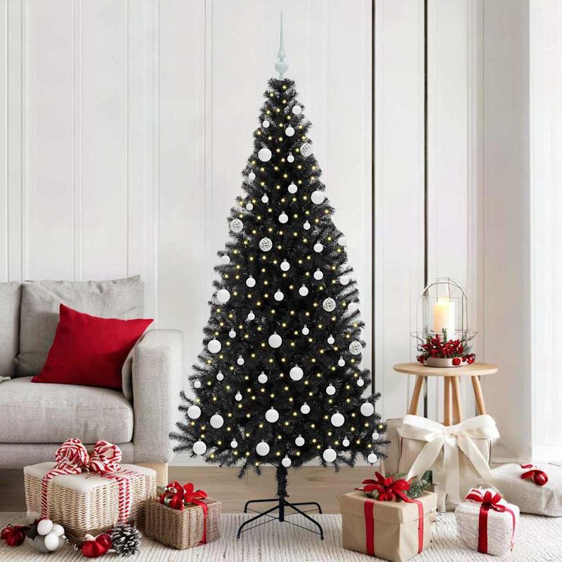 Casa si Gradina - Decoratiuni - Decoratiuni de sezon - Brad de Craciun cu 300 LED cu suport Negru 180 cm PVC - Infinity.ro