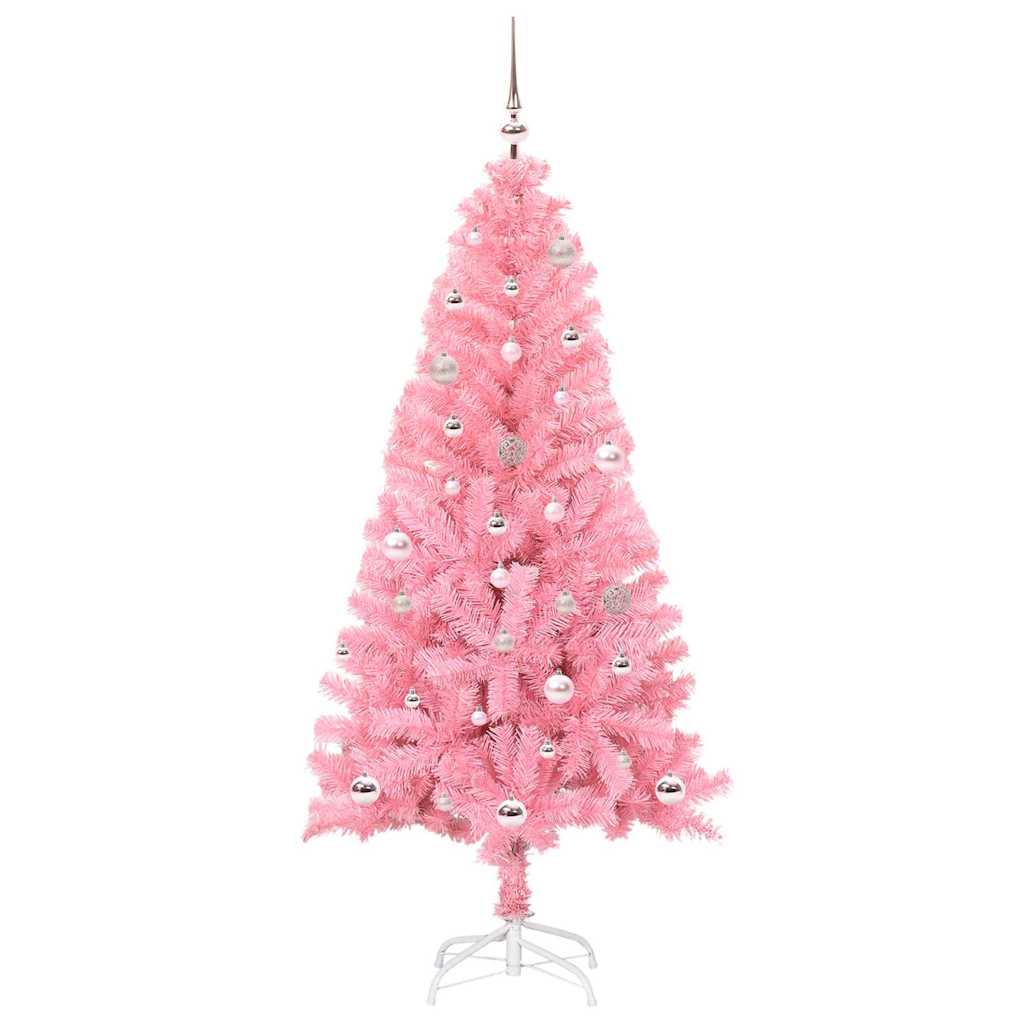 Brad de Craciun cu 150 LED cu suport Roz 150 cm PVC