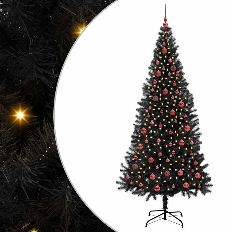 Casa si Gradina - Decoratiuni - Decoratiuni de sezon - Brad de Craciun cu 300 LED cu suport Negru 210 cm PVC - Infinity.ro