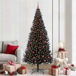 Casa si Gradina - Decoratiuni - Decoratiuni de sezon - Brad de Craciun cu 300 LED cu suport Negru 210 cm PVC - Infinity.ro