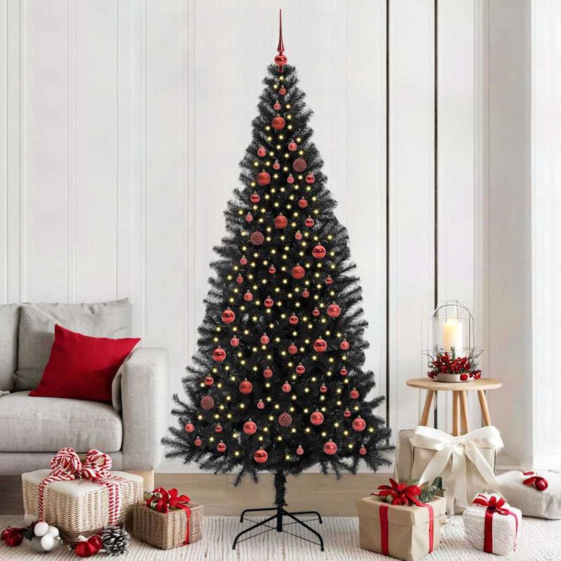 Casa si Gradina - Decoratiuni - Decoratiuni de sezon - Brad de Craciun cu 300 LED cu suport Negru 210 cm PVC - Infinity.ro