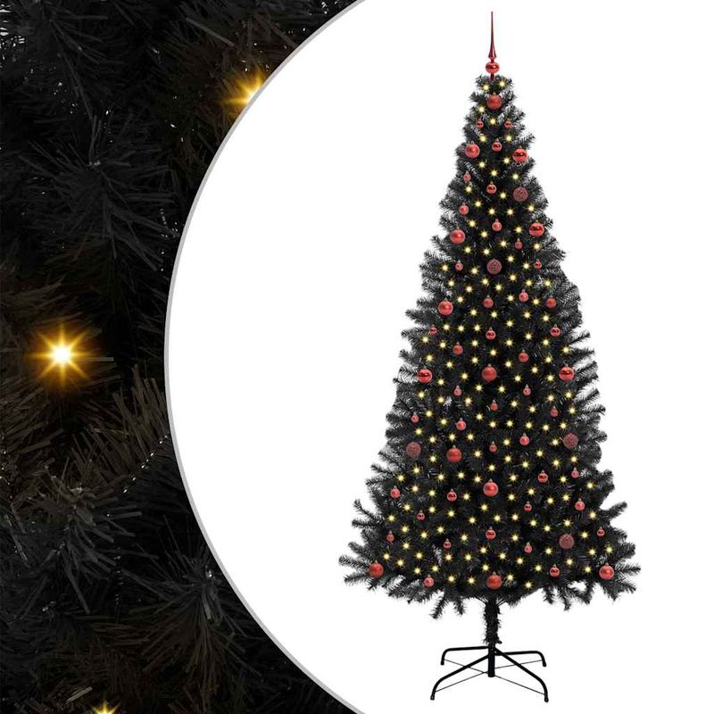 Casa si Gradina - Decoratiuni - Decoratiuni de sezon - Brad de Craciun cu 300 LED cu suport Negru 240 cm PVC - Infinity.ro