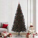 Casa si Gradina - Decoratiuni - Decoratiuni de sezon - Brad de Craciun cu 300 LED cu suport Negru 240 cm PVC - Infinity.ro