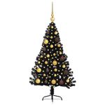 Casa si Gradina - Decoratiuni - Decoratiuni de sezon - Pom de Craciun artificial pre-iluminat Negru 120 cm PVC - Infinity.ro