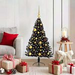 Casa si Gradina - Decoratiuni - Decoratiuni de sezon - Pom de Craciun artificial pre-iluminat Negru 120 cm PVC - Infinity.ro