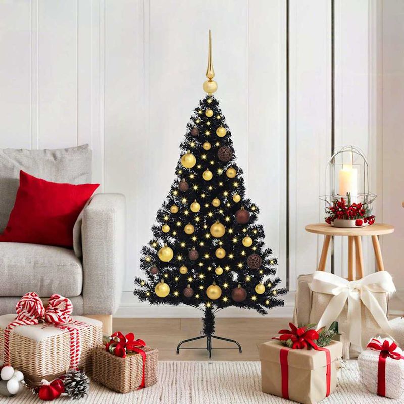 Casa si Gradina - Decoratiuni - Decoratiuni de sezon - Pom de Craciun artificial pre-iluminat Negru 120 cm PVC - Infinity.ro