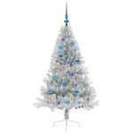 Casa si Gradina - Decoratiuni - Decoratiuni de sezon - Pom de Craciun artificial pre-iluminat Argintiu 150 cm PET - Infinity.ro