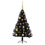 Casa si Gradina - Decoratiuni - Decoratiuni de sezon - Pom de Craciun artificial pre-iluminat Negru 120 cm PVC - Infinity.ro