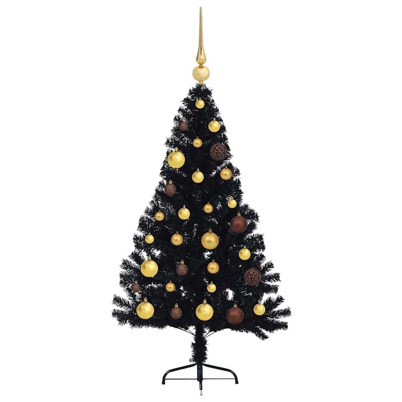 Casa si Gradina - Decoratiuni - Decoratiuni de sezon - Pom de Craciun artificial pre-iluminat Negru 120 cm PVC - Infinity.ro