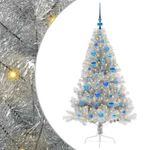 Casa si Gradina - Decoratiuni - Decoratiuni de sezon - Pom de Craciun artificial pre-iluminat Argintiu 150 cm PET - Infinity.ro