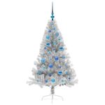 Casa si Gradina - Decoratiuni - Decoratiuni de sezon - Pom de Craciun artificial pre-iluminat Argintiu 150 cm PET - Infinity.ro