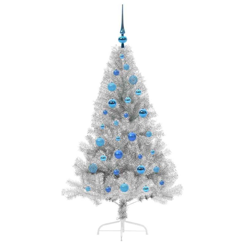 Casa si Gradina - Decoratiuni - Decoratiuni de sezon - Pom de Craciun artificial pre-iluminat Argintiu 150 cm PET - Infinity.ro
