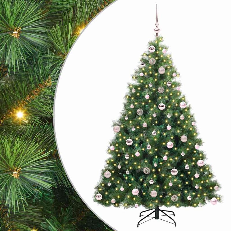 Casa si Gradina - Decoratiuni - Decoratiuni de sezon - Brad de Craciun artificial cu 300 LED Verde 180 cm PE si PVC - Infinity.ro
