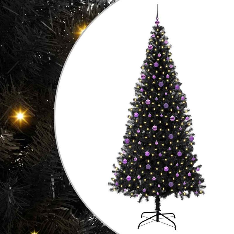 Casa si Gradina - Decoratiuni - Decoratiuni de sezon - Brad de Craciun cu 300 LED cu suport Negru 240 cm PVC - Infinity.ro