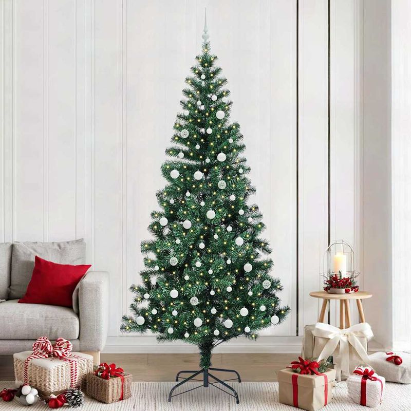 Casa si Gradina - Decoratiuni - Decoratiuni de sezon - Pom de Craciun artificial pre-iluminat cu 300 LED Verde 240 cm - Infinity.ro