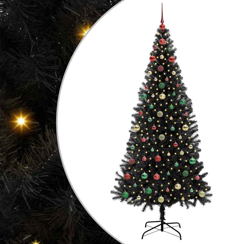 Casa si Gradina - Decoratiuni - Decoratiuni de sezon - Brad de Craciun cu 300 LED cu suport Negru 240 cm PVC - Infinity.ro