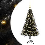 Casa si Gradina - Decoratiuni - Decoratiuni de sezon - Brad de Craciun cu 150 LED cu suport Negru 120 cm PVC - Infinity.ro