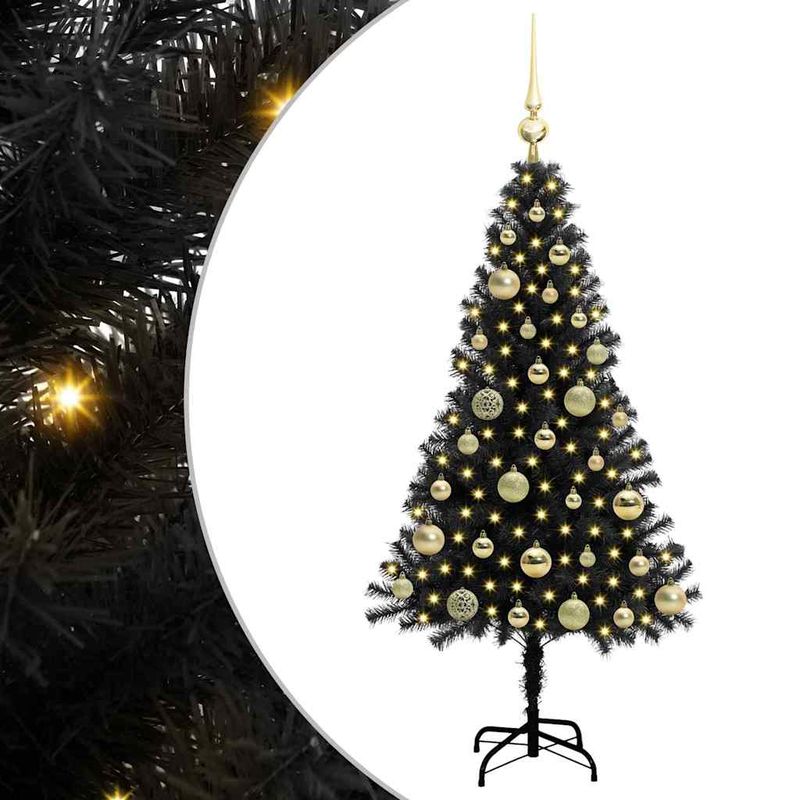 Casa si Gradina - Decoratiuni - Decoratiuni de sezon - Brad de Craciun cu 150 LED cu suport Negru 120 cm PVC - Infinity.ro