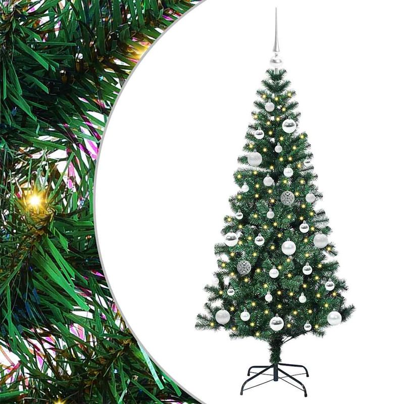 Casa si Gradina - Decoratiuni - Decoratiuni de sezon - Pom de Craciun artificial pre-iluminat cu 150 LED Verde 150 cm - Infinity.ro