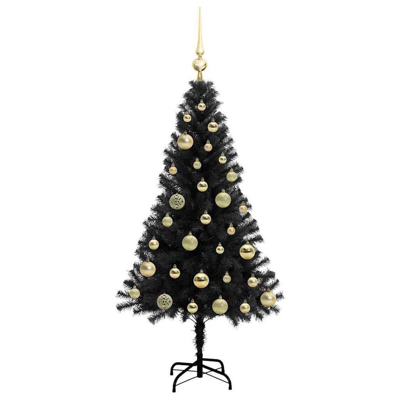 Casa si Gradina - Decoratiuni - Decoratiuni de sezon - Brad de Craciun cu 150 LED cu suport Negru 120 cm PVC - Infinity.ro