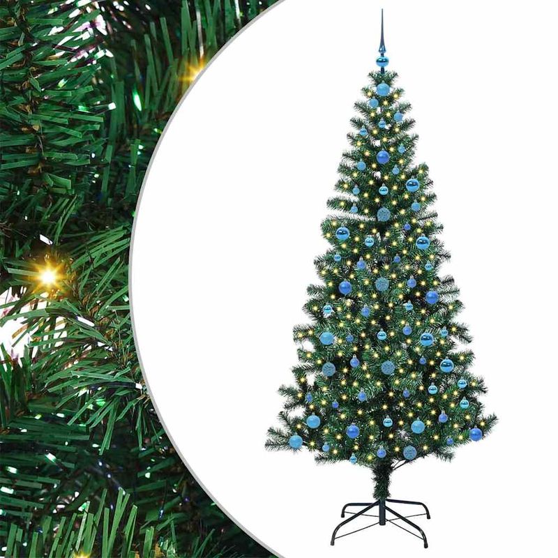Casa si Gradina - Decoratiuni - Decoratiuni de sezon - Pom de Craciun artificial pre-iluminat cu 300 LED Verde 210 cm - Infinity.ro