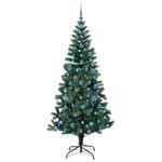 Casa si Gradina - Decoratiuni - Decoratiuni de sezon - Pom de Craciun artificial pre-iluminat cu 300 LED Verde 210 cm - Infinity.ro
