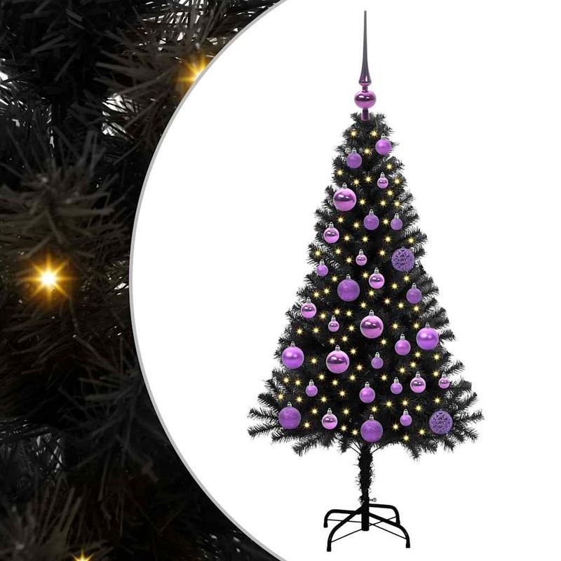 Casa si Gradina - Decoratiuni - Decoratiuni de sezon - Brad de Craciun cu 150 LED cu suport Negru 120 cm PVC - Infinity.ro
