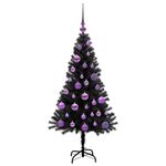 Casa si Gradina - Decoratiuni - Decoratiuni de sezon - Brad de Craciun cu 150 LED cu suport Negru 120 cm PVC - Infinity.ro