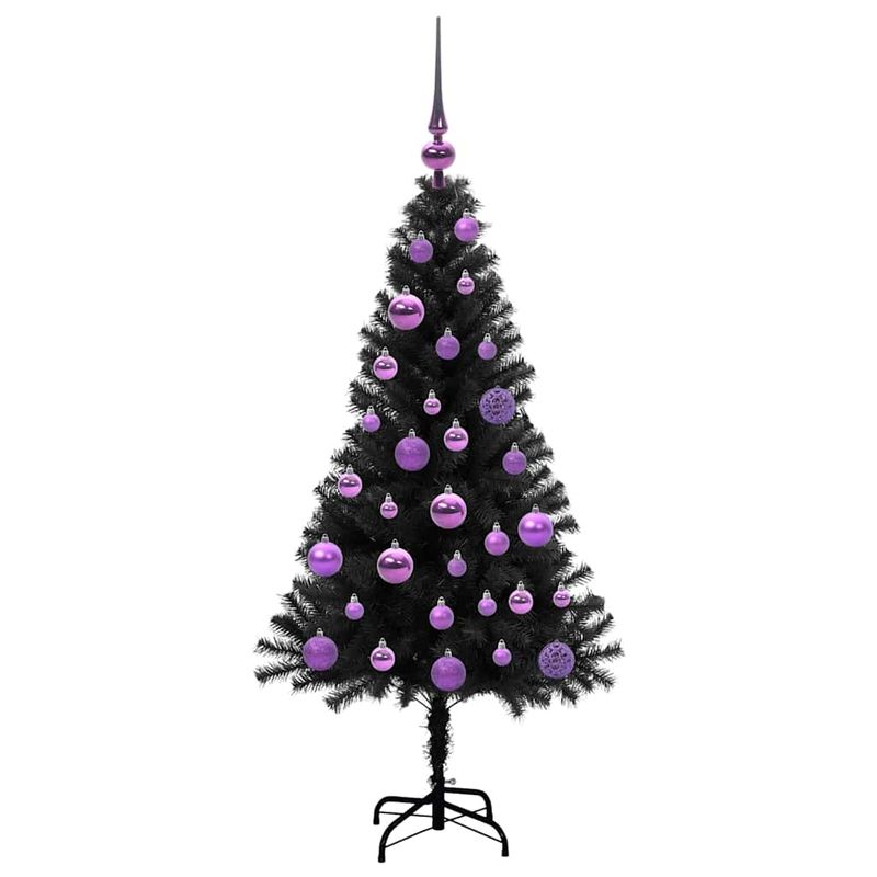 Casa si Gradina - Decoratiuni - Decoratiuni de sezon - Brad de Craciun cu 150 LED cu suport Negru 120 cm PVC - Infinity.ro