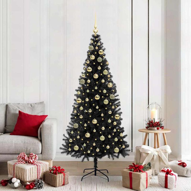 Casa si Gradina - Decoratiuni - Decoratiuni de sezon - Brad de Craciun cu 300 LED cu suport Negru 180 cm PVC - Infinity.ro