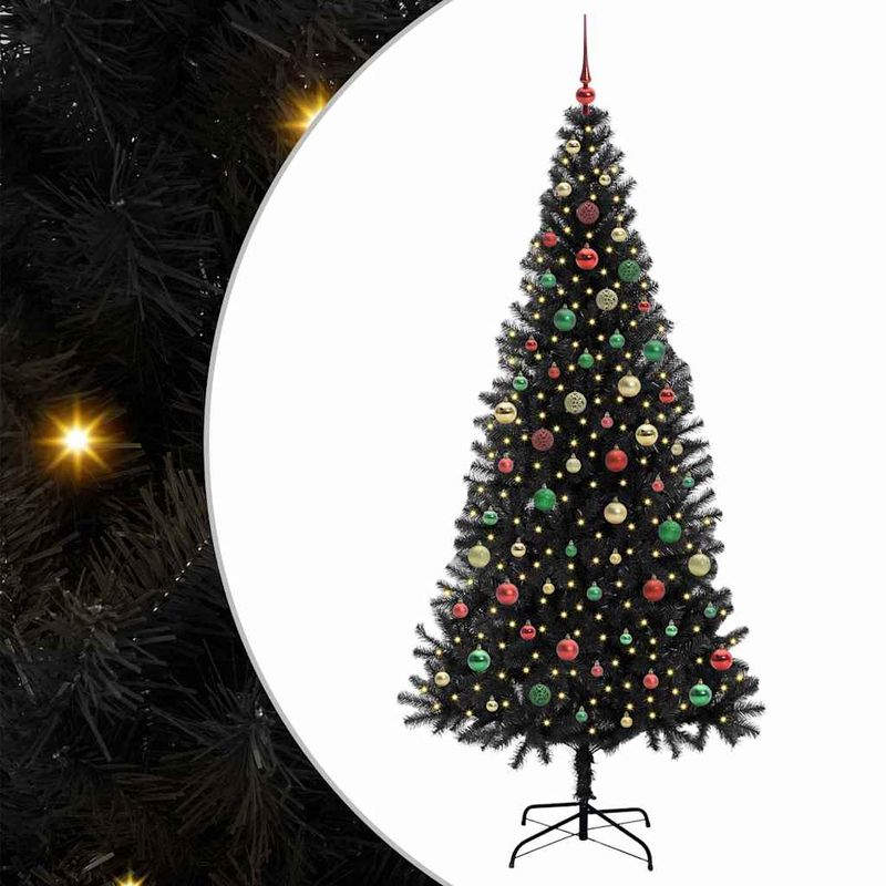 Casa si Gradina - Decoratiuni - Decoratiuni de sezon - Brad de Craciun cu 300 LED cu suport Negru 210 cm PVC - Infinity.ro