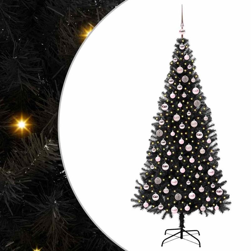 Casa si Gradina - Decoratiuni - Decoratiuni de sezon - Brad de Craciun cu 300 LED cu suport Negru 210 cm PVC - Infinity.ro