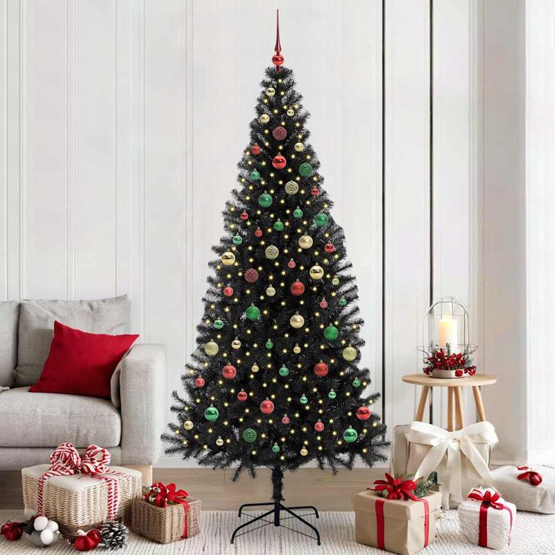 Casa si Gradina - Decoratiuni - Decoratiuni de sezon - Brad de Craciun cu 300 LED cu suport Negru 210 cm PVC - Infinity.ro