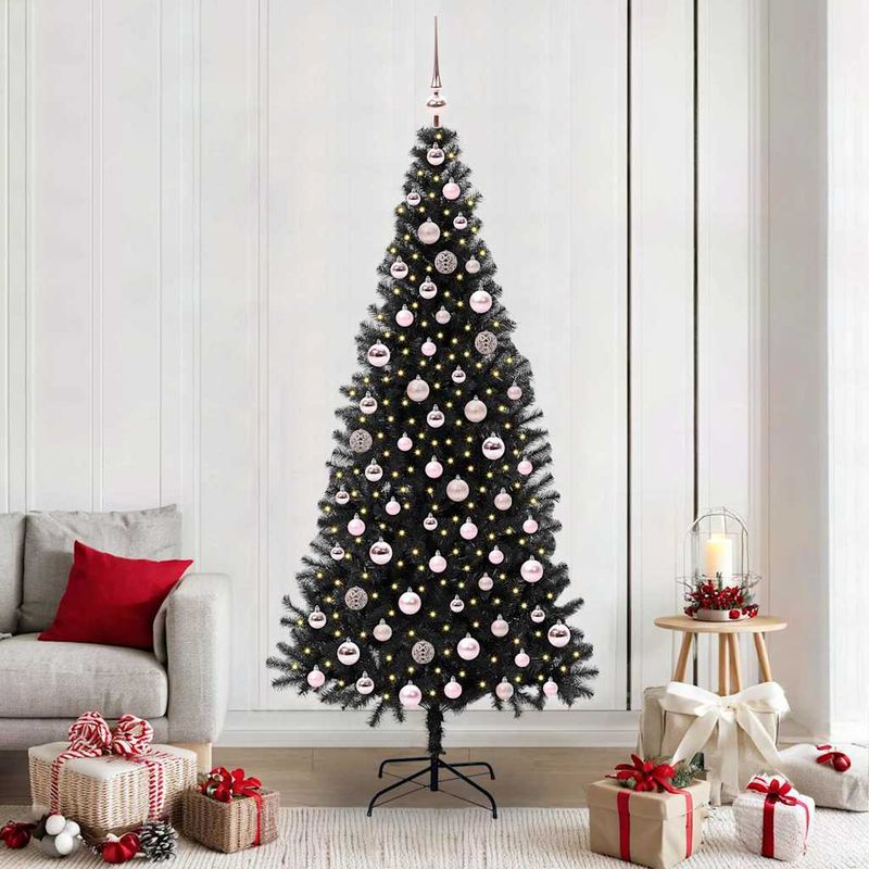 Casa si Gradina - Decoratiuni - Decoratiuni de sezon - Brad de Craciun cu 300 LED cu suport Negru 210 cm PVC - Infinity.ro