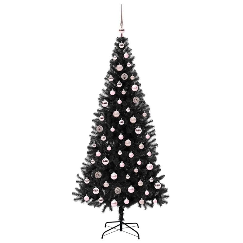 Casa si Gradina - Decoratiuni - Decoratiuni de sezon - Brad de Craciun cu 300 LED cu suport Negru 210 cm PVC - Infinity.ro