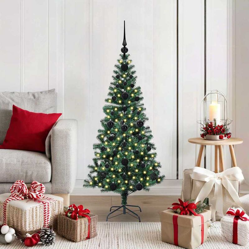 Casa si Gradina - Decoratiuni - Decoratiuni de sezon - Pom de Craciun artificial pre-iluminat cu 150 LED Verde 120 cm - Infinity.ro