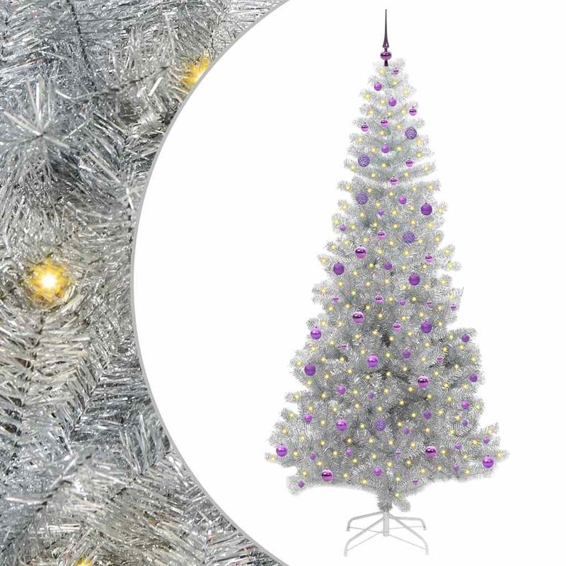Casa si Gradina - Decoratiuni - Decoratiuni de sezon - Brad de Craciun cu 300 LED cu suport Argintiu 240 cm PET - Infinity.ro