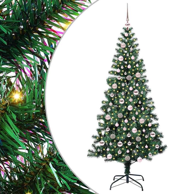 Casa si Gradina - Decoratiuni - Decoratiuni de sezon - Pom de Craciun artificial pre-iluminat cu 300 LED Verde 210 cm - Infinity.ro