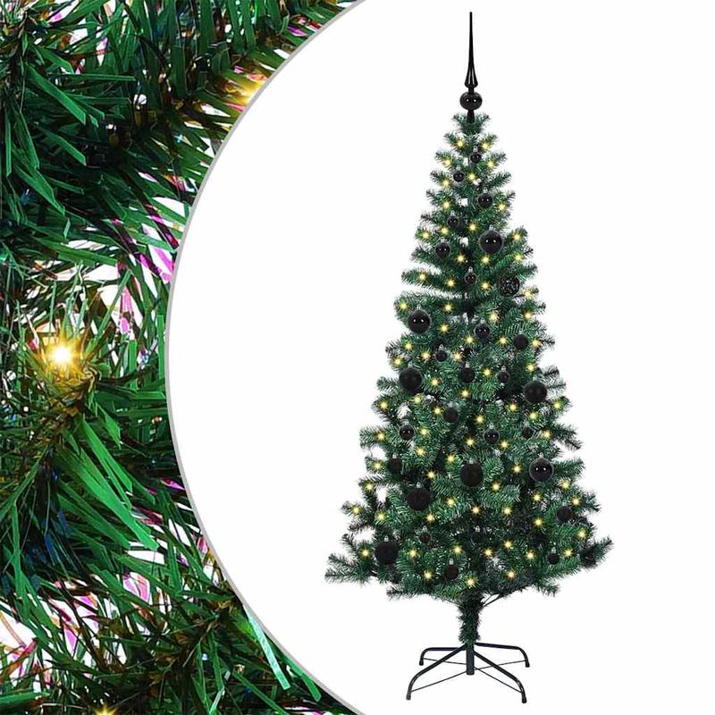 Casa si Gradina - Decoratiuni - Decoratiuni de sezon - Pom de Craciun artificial pre-iluminat cu 150 LED Verde 150 cm - Infinity.ro