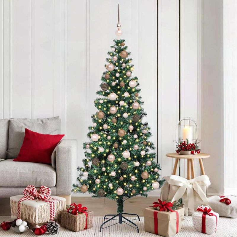 Casa si Gradina - Decoratiuni - Decoratiuni de sezon - Pom de Craciun artificial pre-iluminat cu 300 LED Verde 180 cm - Infinity.ro