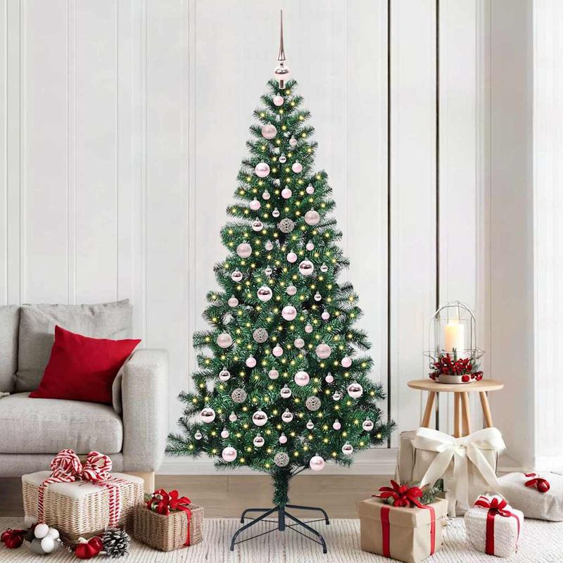 Casa si Gradina - Decoratiuni - Decoratiuni de sezon - Pom de Craciun artificial pre-iluminat cu 300 LED Verde 210 cm - Infinity.ro