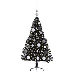 Casa si Gradina - Decoratiuni - Decoratiuni de sezon - Pom de Craciun artificial pre-iluminat Negru 120 cm PVC - Infinity.ro
