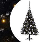 Casa si Gradina - Decoratiuni - Decoratiuni de sezon - Pom de Craciun artificial pre-iluminat Negru 120 cm PVC - Infinity.ro