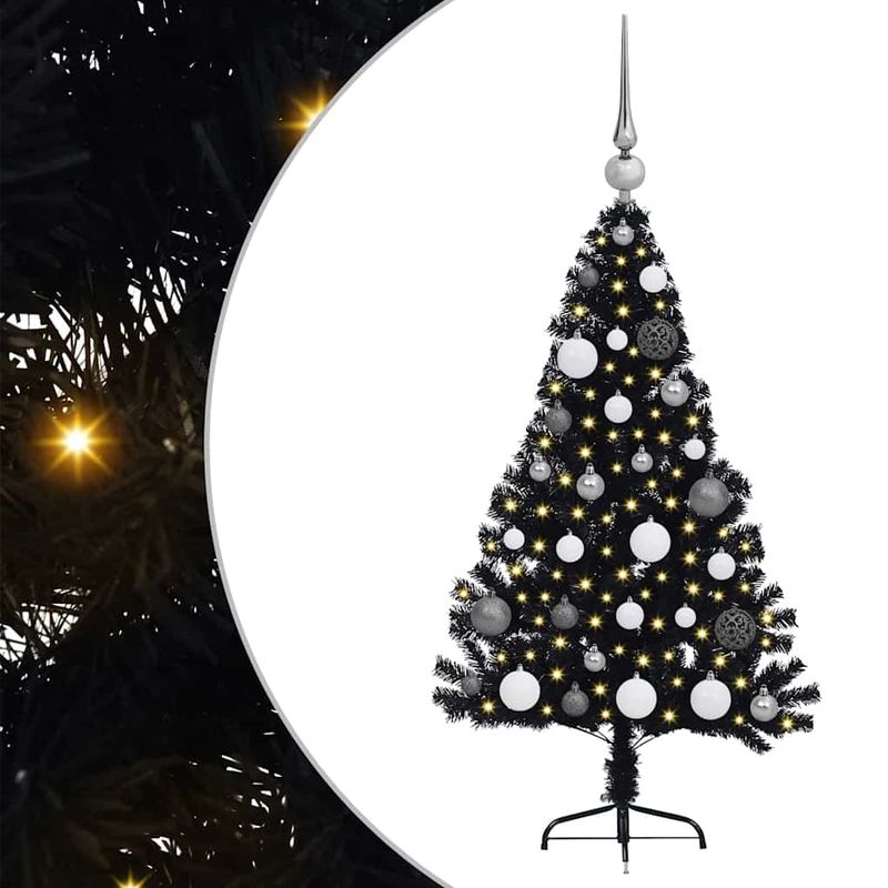 Casa si Gradina - Decoratiuni - Decoratiuni de sezon - Pom de Craciun artificial pre-iluminat Negru 120 cm PVC - Infinity.ro