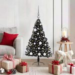 Casa si Gradina - Decoratiuni - Decoratiuni de sezon - Pom de Craciun artificial pre-iluminat Negru 120 cm PVC - Infinity.ro
