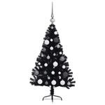 Casa si Gradina - Decoratiuni - Decoratiuni de sezon - Pom de Craciun artificial pre-iluminat Negru 120 cm PVC - Infinity.ro