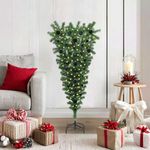 Casa si Gradina - Decoratiuni - Decoratiuni de sezon - Brad de Craciun artificial, pre-iluminat, cu design cu susul in jos si set cu mingi - Infinity.ro