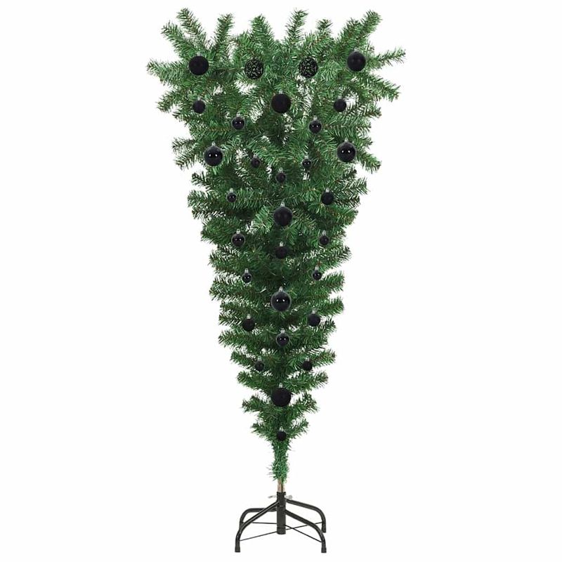Casa si Gradina - Decoratiuni - Decoratiuni de sezon - Brad de Craciun artificial, pre-iluminat, cu design cu susul in jos si set cu mingi - Infinity.ro